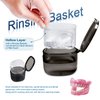 Uouovo Upgraded Denture Bath Box Cup, No-Leak Denture case,Retainer Cleaning Box, Complete Clean Care for Dentures, Clear Braces, Mouth Guard, Night Guard & Retainers (transparent grey)
