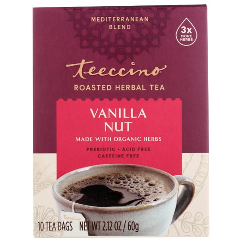 Teeccino Vanilla Nut Herbal Coffee Tea Bags, 10 ct