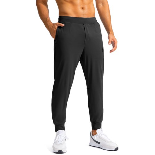 G Gradual Men's Golf Joggers Pants with Zipper Pockets Stretch Sweatpants Slim Fit Track Pants Joggers for Men Work Running (Black, L)