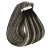 Sunny Hair Tape in Extensions Black Ombre Tape in Hair Extensions Human Hair Natural Black Ombre Silver Grey Balayage Tape in Human Hair Extensions Black Ombre Hair Extensions Tape in 16inch 50g 20pcs