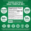 Zazzee Organic Milk Thistle 50:1 Extract, 20,000 mg Strength, 200 Vegan Capsules, 80% Silymarin Flavonoids, Over 6 Month Supply, Standardized and Concentrated 50X Extract, All-Natural and Non-GMO