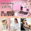 YBUETE Beginner Makeup Kit for Teen,Makeup Set for Girl Women,Beginner Makeup Kit with Cosmetic Train Case Included 32 Colors Eyeshadow Blush Contour Lip Gloss Lip Liner Mascara Eyeliner Mirror