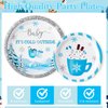 G1ngtar 96Pcs Baby It's Cold Outside Party Plates Supplies - Winter Hot Cocoa Tableware Decorations Cocoa Mug Disposable Paper Plates Napkins Forks for Christmas Birthday Baby Shower, Serves 24