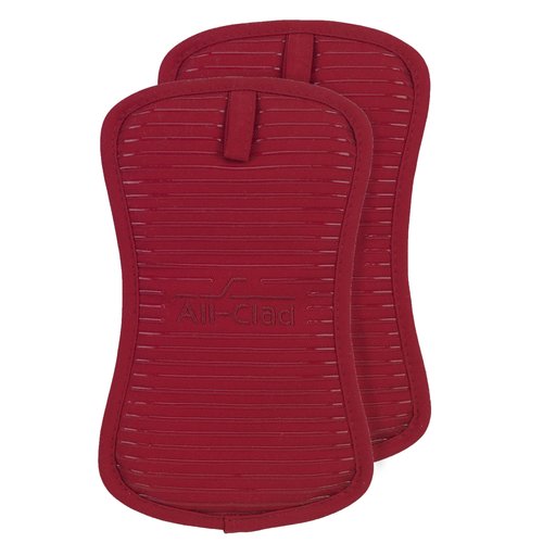 All-Clad Premium Pot Holder & Heating Pad, (2-Pack) Heat Resistant to 500 Degrees, 100% Cotton 10"x6.25" for Kitchen and Barbeque, Chili Red