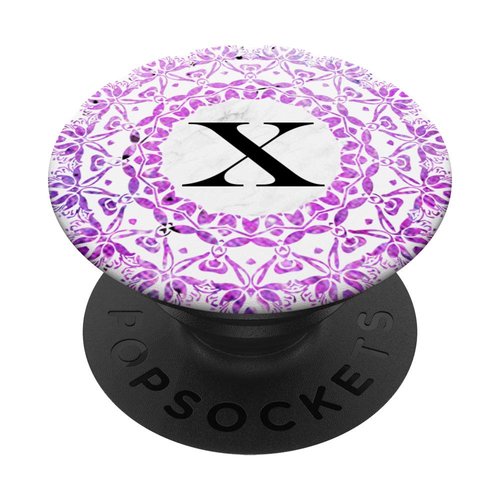 Cell Phone Pop Up Grip Holder,Monogram Mandala White Pink X PopSockets Grip and Stand for Phones and Tablets