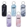 5 Pieces Clip-on Sleeve Chapstick Pouch Keychain Lipstick Holder Elastic Lip Balm Holster Marble Neoprene Chapstick Holder Travel Accessories for Chapstick Lipstick Lip Balm, Multicolor