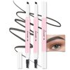 AMY'S DIARY 3pcs Eyebrow Pencil Retractable Definer, Medium Brown, Dual-Sided Brow Brush, Fine Tip, Shapes, Defines, Fills Brow Makeup Flapiz Para Cejasills (EBONY)