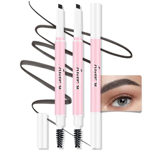 AMY'S DIARY 3pcs Eyebrow Pencil Retractable Definer, Medium Brown, Dual-Sided Brow Brush, Fine Tip, Shapes, Defines, Fills Brow Makeup Flapiz Para Cejasills (EBONY)
