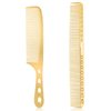 2 PCS Metal Hair Styling Comb Set Professional Barber Comb, Aluminum Cutting Comb Metal Comb for Men Fine Tooth Comb Detangling Comb Anti Static Metal Combs for Hair Women, Gold