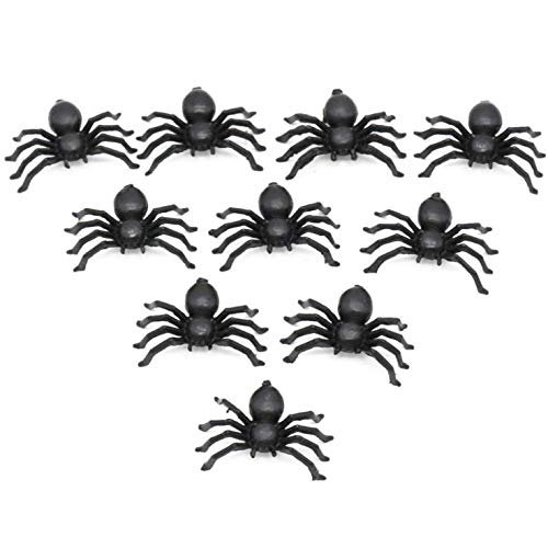 Aeyistry 100 Pcs Plastic Halloween Spiders Halloween Party Prank Props for Halloween Indoor Outdoor Party Decorations(Black)