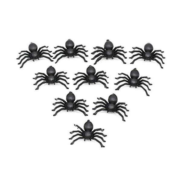 Aeyistry 100 Pcs Plastic Halloween Spiders Halloween Party Prank Props for Halloween Indoor Outdoor Party Decorations(Black)
