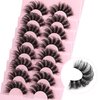 Mink Lashes Fluffy Wispy False Eyelashes 8 Pairs D Curl Faux Mink Lashes that Look Like Extensions Dramatic Long Volume Lashes Pack by Eefofnn