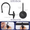 iToplin Shower Curtain Hooks, Decorative Shower Curtain Rings, Rust Resistant Metal Shower Hooks for Bathroom, Rust Proof Shower Hooks Hangers for Shower Curtain Rod, Curtain Hooks, Set of 12 (Black)