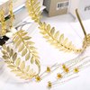WILLBOND 15 Pieces Greek Costume Bracelet, Golden Leaves Bridal Crown Headband, Pearl Earrings and Hair Pins (Classic Style)