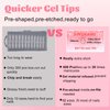 SINOKAME 600pcs Extra Short Almond Nail Tips, Improved Pre-etched XS Small Almond Full Cover Fake Nails for Tiny Small Petite &Average Nail Beds, Clear Gel Press on Nails Short for Nail Extensions