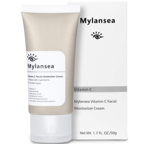 Mylansea Vitamin C Face Cream Moisturizer, Anti Aging Cream with Hyaluronic Acid, Anti Wrinkle & Brightening & Hydrating Night Cream 50g