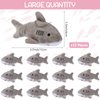 Chalyna 12 Pcs Shark Party Favors Mini Shark Stuffed Animal Shark Plush Toys Shark Keychain Tiny Ocean Animal Toys, 4.7 Inch(No Light,Gray)