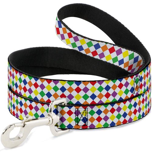 Dog Leash Diamonds White Multi Neon 4 Feet Long 0.5 Inch Wide