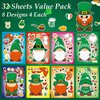 Aowplc 32 Sheets St Patricks Day Make A Face Stickers Saint Patricks Gnomes Crafts Stickers for Kids St.Patrick's Day Party Favors Supplies Classroom Gifts