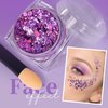 Teenitor Body Glitter Gel, Purple Face Glitter Set, 6 Shapes Face and Body Glitter, Hair Glitter Gel, Purple Makeup Glitters Gel for Face, Body, Hair, Glitter for Halloween Makeup