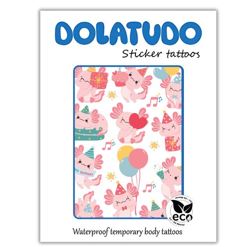 Pink Lovely Axololt Temporary Tattoos, Waterproof Temporary Tattoo Stickers for Birthday Decorations, Party Supplies Party Favors, School Rewards Gifts