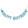 Shark Happy Birthday Banner and Shark Garlands, Ocean Beach Under The Sea Theme Party, Shark Party Supplies (Blue)
