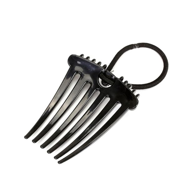 Black Comb with Elastic Band, Ponytail Bump It Up Volume Inserts Combs Fluffy Hair Comb, Hair Styling Tool with Elastic Rubber Band Hair Combs