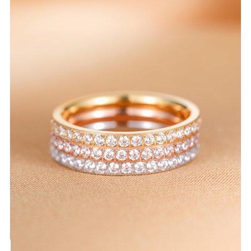 TIGRADE 2mm Women Titanium Eternity Ring Cubic Zirconia Anniversary Wedding Engagement Band Size 3-13, Silver, Size 6.5