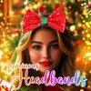 Catery Christmas Bow Headband Red Sequin Bow Headband Christmas Hair Bow Accessories for Women
