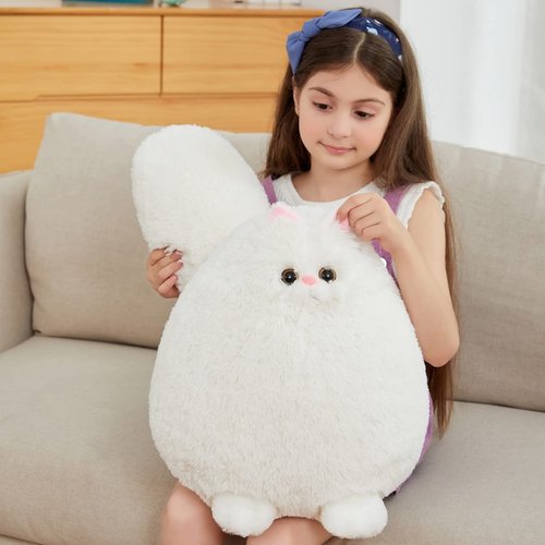 COICCEZA Cat Stuffed Animal Plush Toy, Cute Soft Plush Cat Stuffed Animals, White Black Stuffed Cat, Birthday for Kids Girlfriend, Fat Cat Stuffed Toys, 15.7 Inch