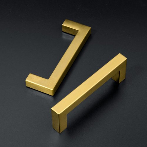 Ravinte 15 Pack 3-3/4 Inch Kitchen Square Cabinet Handles Cabinet Pulls Brushed Brass Drawer Pulls Kitchen Cabinet Hardware Kitchen Handles for Cabinets Cupboard Handles Drawer Handles