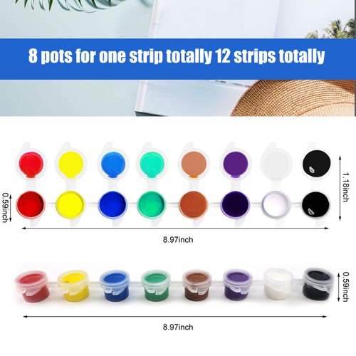 Acrylic Paint Strips For Kids&Adults,Bulk Set of 12 Washable Filled Paint Sets in 8 Colors,With 12 Paintbrushes,Painting Art Supplies Craft Paint Pots for Home Birthday Party Favors (Brown Purple)