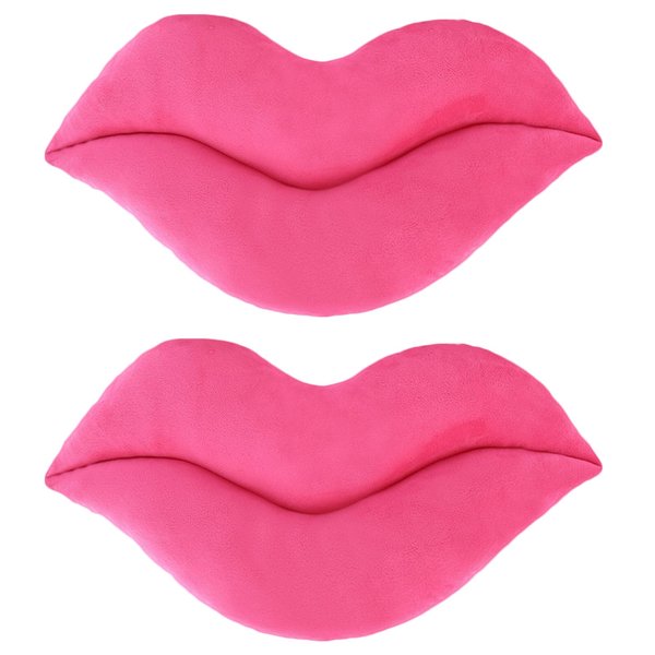 zhidiloveyou 2PCS 11.8" Lip Pillow Plush Pink Cute Hug Toy Soft Lip Shaped Decorative Cushion