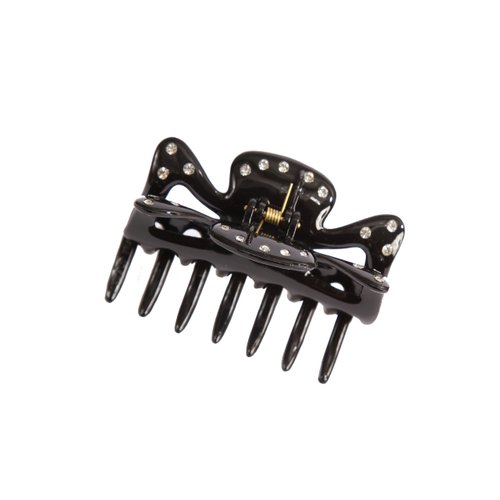 Caravan Hand Decorated Hair Claw with 22 Swarovski Crystal Stones French and Patent Cover, Med Black, 65 Ounce