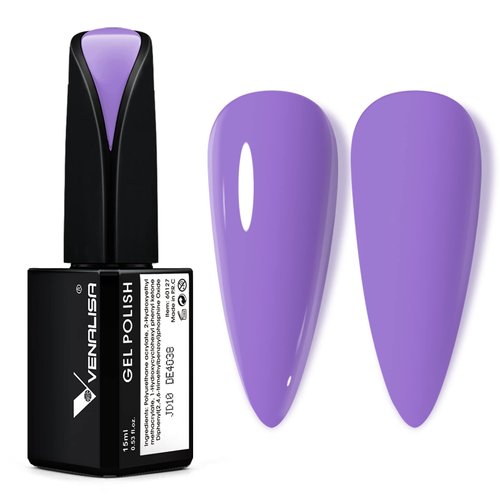VENALISA 15ml Purple Gel Nail Polish, Lavender Gel Polish Violet Purple Dark Color Soak Off UV LED Nail Gel Polish Nail Art Starter Manicure Salon DIY at Home, 0.53 OZ