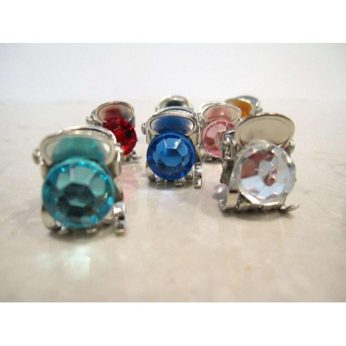 Generic Tiny mini silver metal hair claw clips with rhinestones (Set of two) (Primary color: Green)