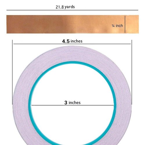 Zehhe Copper Foil Tape with Double-Sided Conductive - EMI Shielding,Stained Glass,Soldering,Electrical Repairs,Paper Circuits,Grounding (1/4inch)