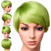 Kori Koli Short Lime Green Color Pixie Cut Hair Wig 100% Kanekalon Fiber Cosplay Daily Party Lime Synthetic Wig for Women 6 inches (LIME)