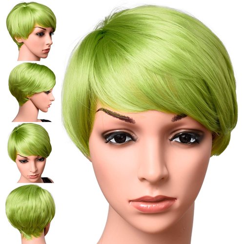 Kori Koli Short Lime Green Color Pixie Cut Hair Wig 100% Kanekalon Fiber Cosplay Daily Party Lime...