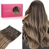 WENNALIFE Genius Seamless Clip in Hair Extensions Human Hair 7pcs Ultra Invisible 50% Thinner Seamless Hair Extensions Clip In Balayage Chocolate Brown to Honey Blonde Real Human Hair