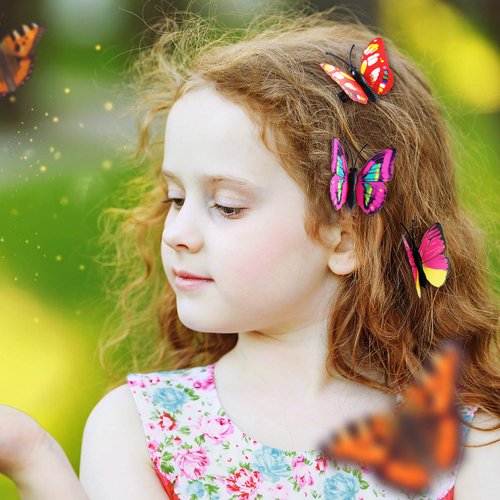 Boao 24 Pieces Butterfly Hair Clips 3D Colorful Barrettes Hair Accessories Halloween for Women Party Favors