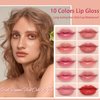 10 Colors Lip Tint Stain Mini Liquid Lipstick Set, Korean Lip Gloss Moisturizing Natural, Multi-Use Lip and Cheek Tint, Non-Stick CupWaterproof, Lightweight, High Pigment, Long-Lasting, Vivid Color