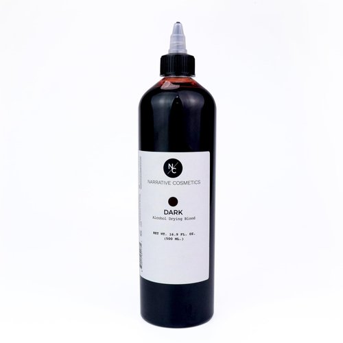 Narrative Cosmetics Alcohol Drying Blood, Ultra-Realistic Fake Liquid Blood, SFX Makeup for the Stage, Film, Halloween, and Cosplay - Dark 16.9 fl oz (500ml)