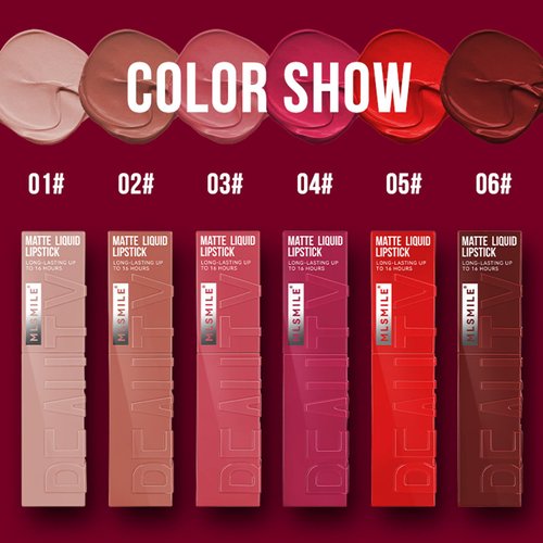 MLSMILE 3Pcs Matte Liquid Lipstick Set Waterproof Makeup Lipstick for Women Lip Stain Tint Longwear Non-Stick Cup Lip Gloss (Set B) (Set A)