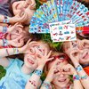 48PCS Airplane Party Favors 24PCS Tattoos 24PCS Slap Bracelets Wristbands Themed Birthdays Party Supplies Decorations Decor Pattern Girls Boys Gifts School Classroom Prize Carnival Christmas Reward