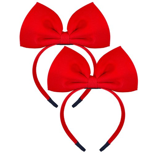 Bnikion Bow Headband, 2 Pack Red Big Bow Hair Hoop Cute Girls Kids Party Decoration Headdress Cosplay Costume Headwear Halloween Makeup Handmade Headpiece Hair Band Elastic Hair Accessories