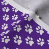 Spoonflower Fabric - White Paw Prints Purple Animal Cat Dogs Mini Small Tiny Micro Pet Printed on Denim Fabric Fat Quarter - Bottomweight Apparel Home Decor Upholstery