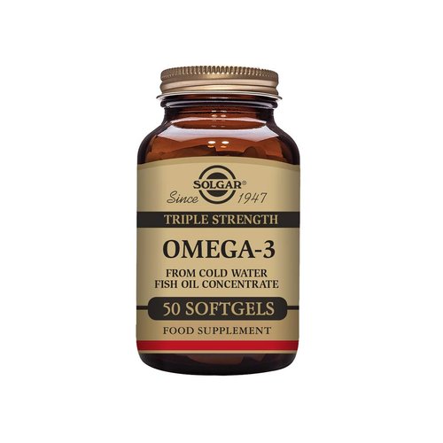 Solgar Triple Strength Omega 3 950 mg - 50 Softgels - Supports Cardiovascular, Joint & Skin Health - Non-GMO, Gluten Free, Dairy Free - 50 Servings