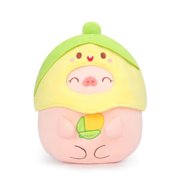 AIXINI Cute Corn Pig Plush Pillow 10" Piggy Stuffed Animal, Soft Kawaii Pig Plushie with Food Outfit Costume, Hugging Plush Squishy Pillow Toy for Kids