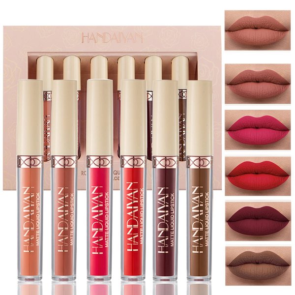Topcent Matte Liquid Lipstick Sets, 6 Nude Colors Non-stick Cup Not Fade Waterproof Lip Gloss, Long-Lasting Lip Makeup Gift Set for Women, Lip Stains Pack Bundles (SET-A)
